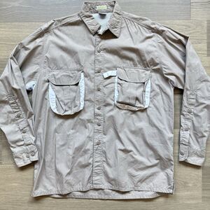 Vintge Sea Harbour Shirt Men Medium Fishing Khaki Vented Lightweight Quick Dry
